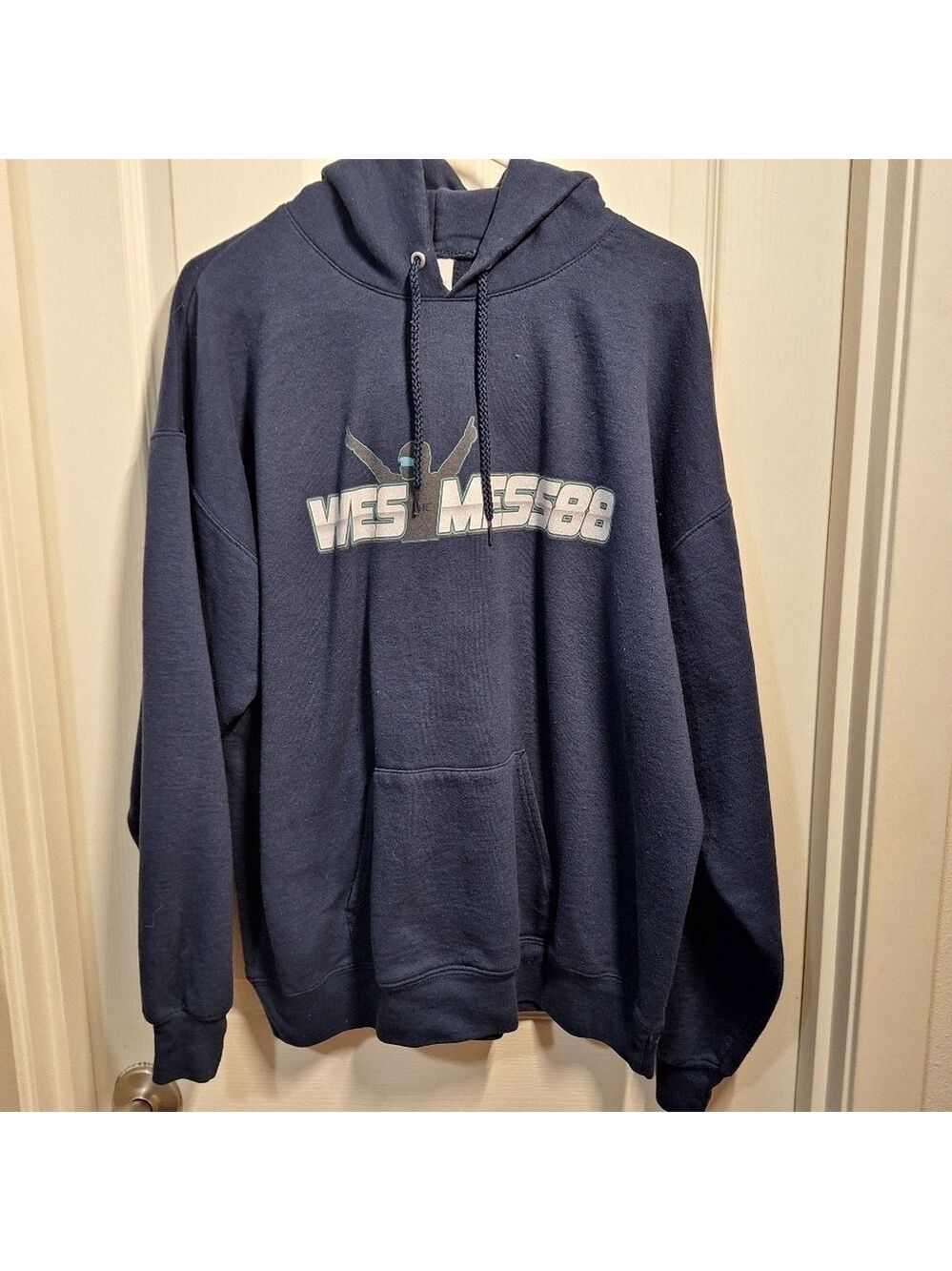 Hanes Men's Navy Hoodie Racing Graphic XL